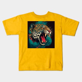 Roaring Jaguar Art Kids T-Shirt